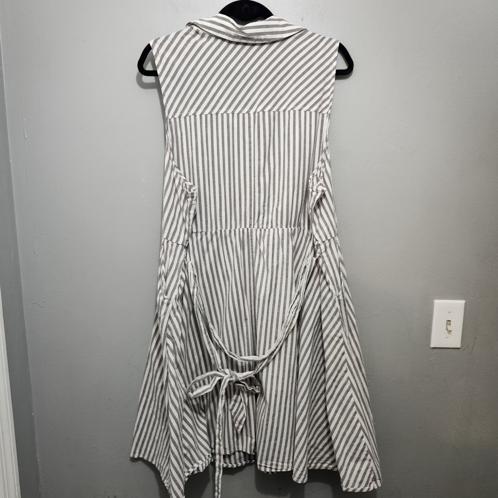 torrid Cotton Tan And Cream Striped Sleeveless Dress Size 3X With Pockets - Picture 7 of 9